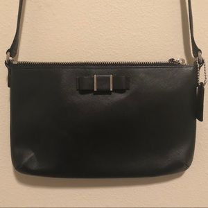 Small Black Coach Crossbody Bag with Bow Detail
